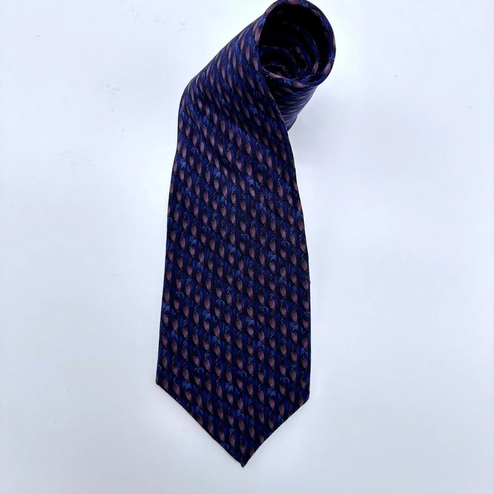 Michael Ciravolo Christopher Reeve Collection Silk Tie Blue Purple Geometric USA